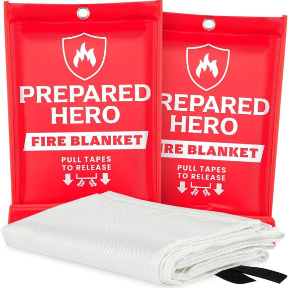 Emergency Fire Suppression Blanket - 2 Pack, 40' x 40' Fiberglass Blanket for Ki - Picture 1 of 8